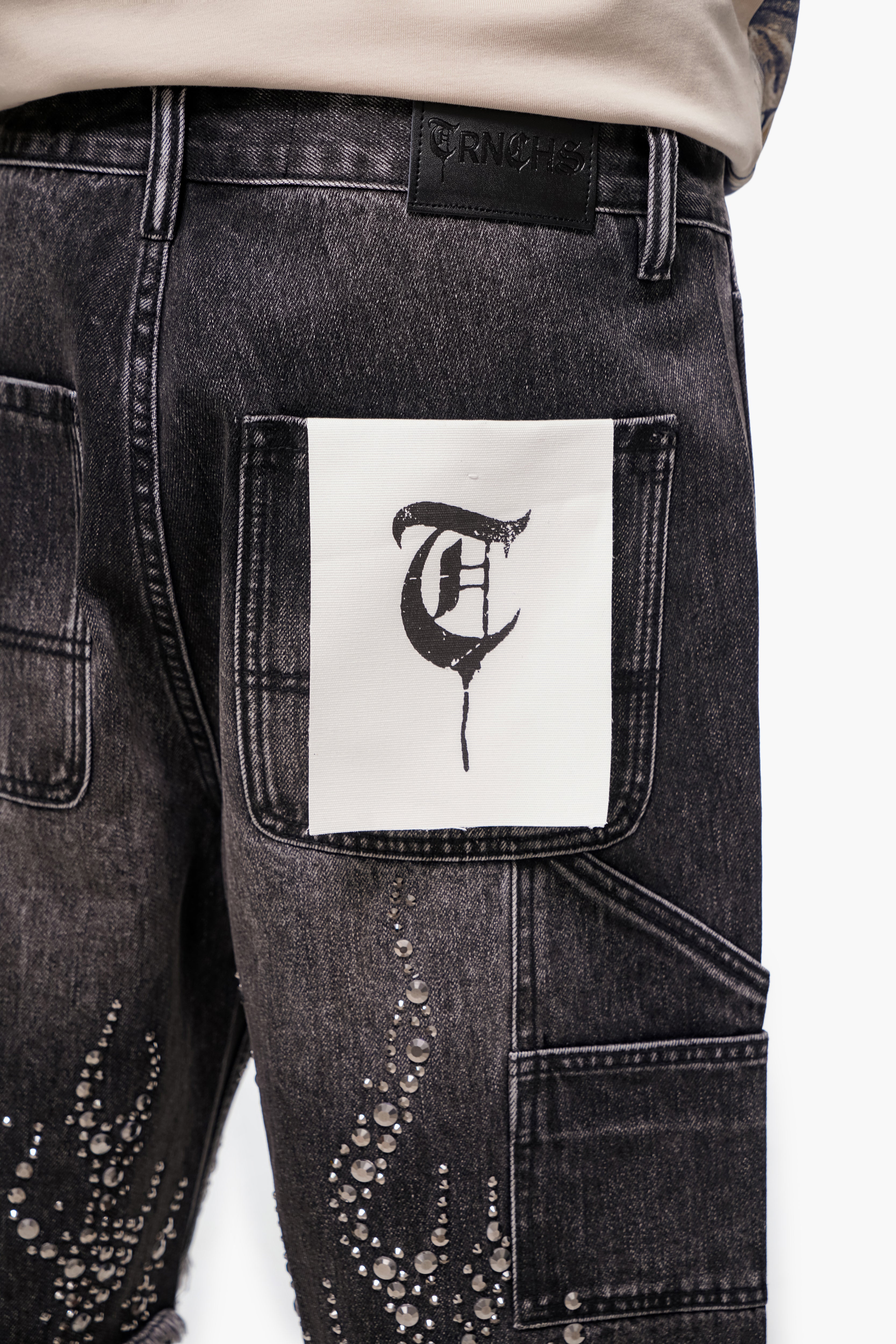 SHRAPNEL - Black Wash Denim Shorts