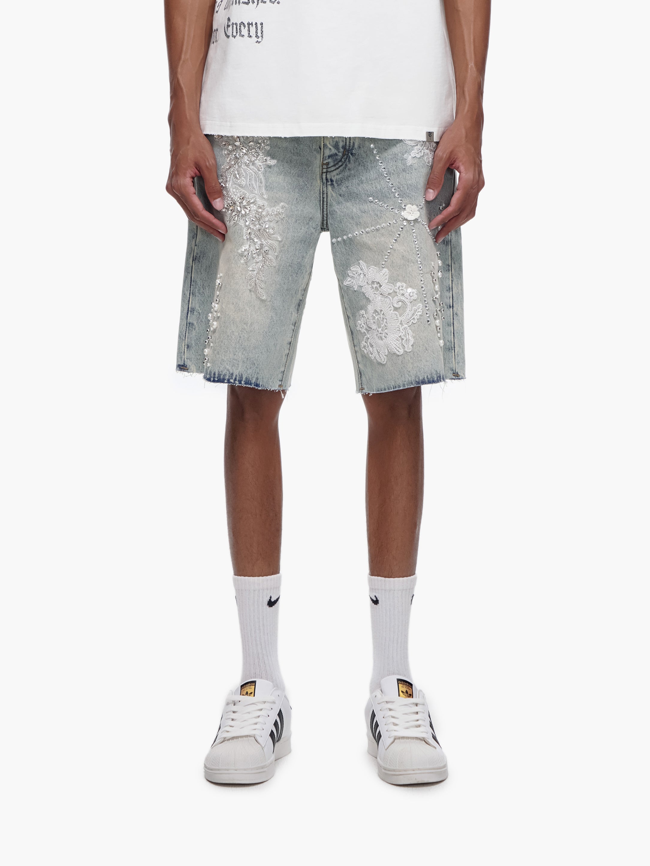 STITCHED - Light Blue Wash denim Shorts