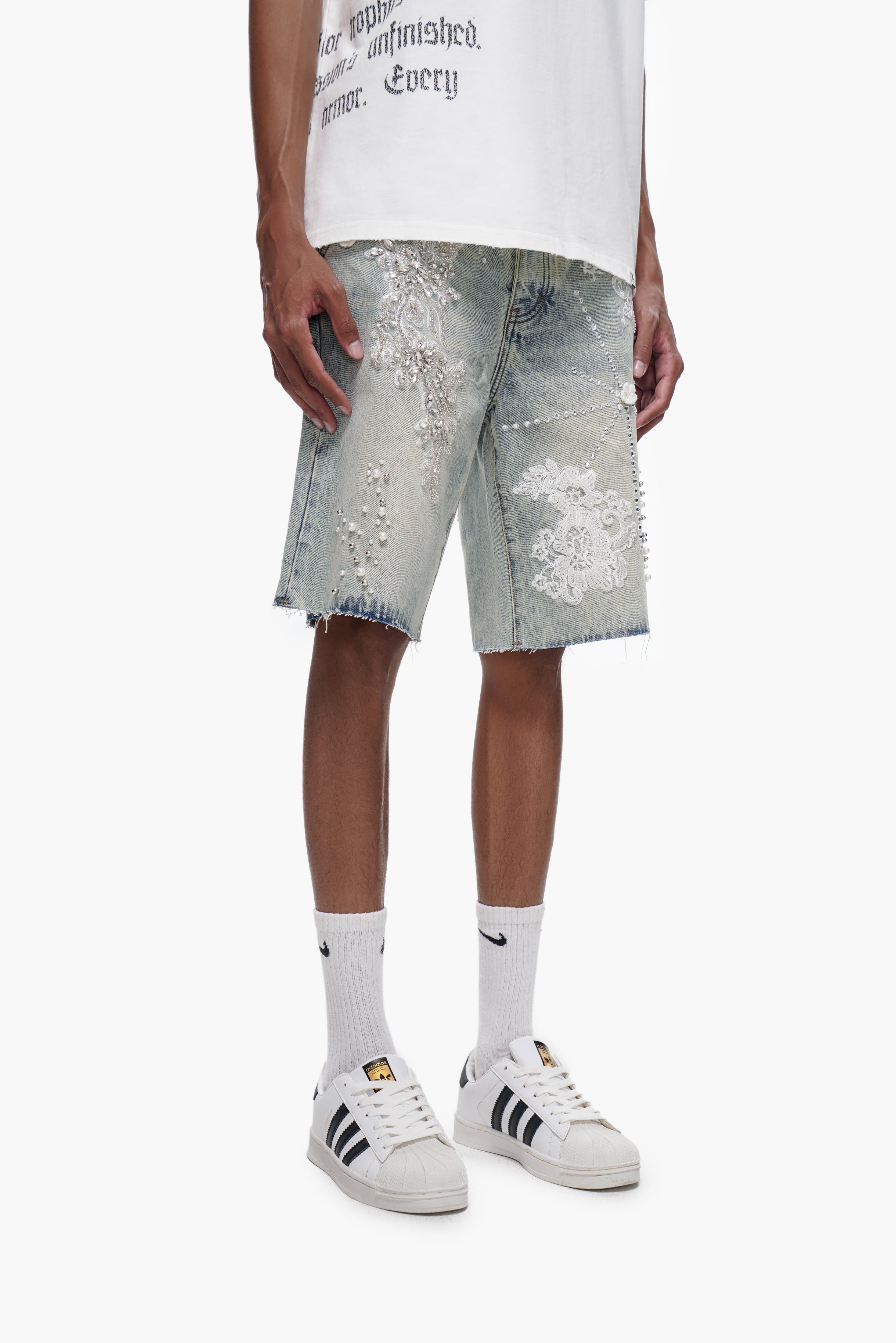 STITCHED - Light Blue Wash denim Shorts