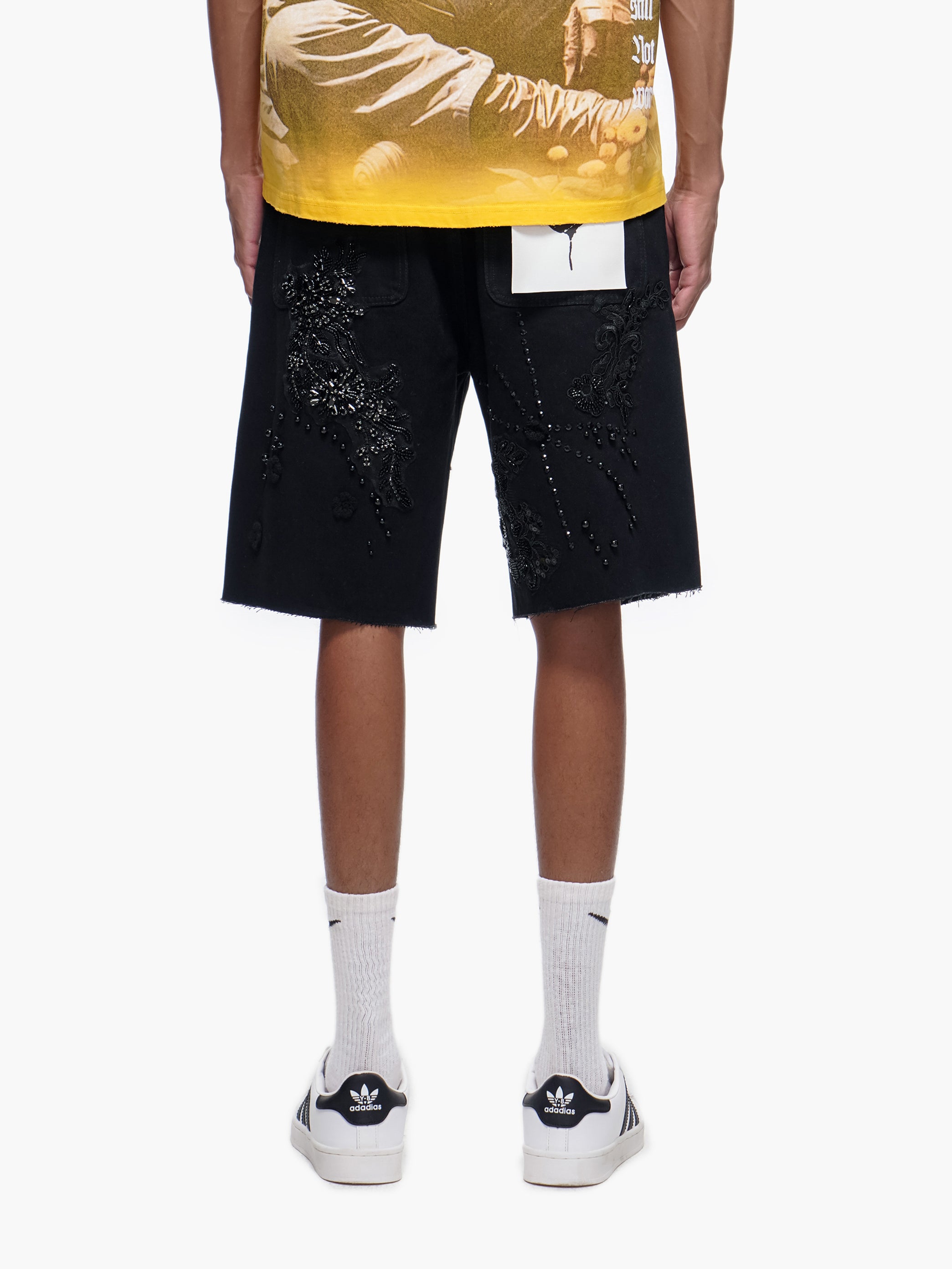 STITCHED - Black Denim Shorts