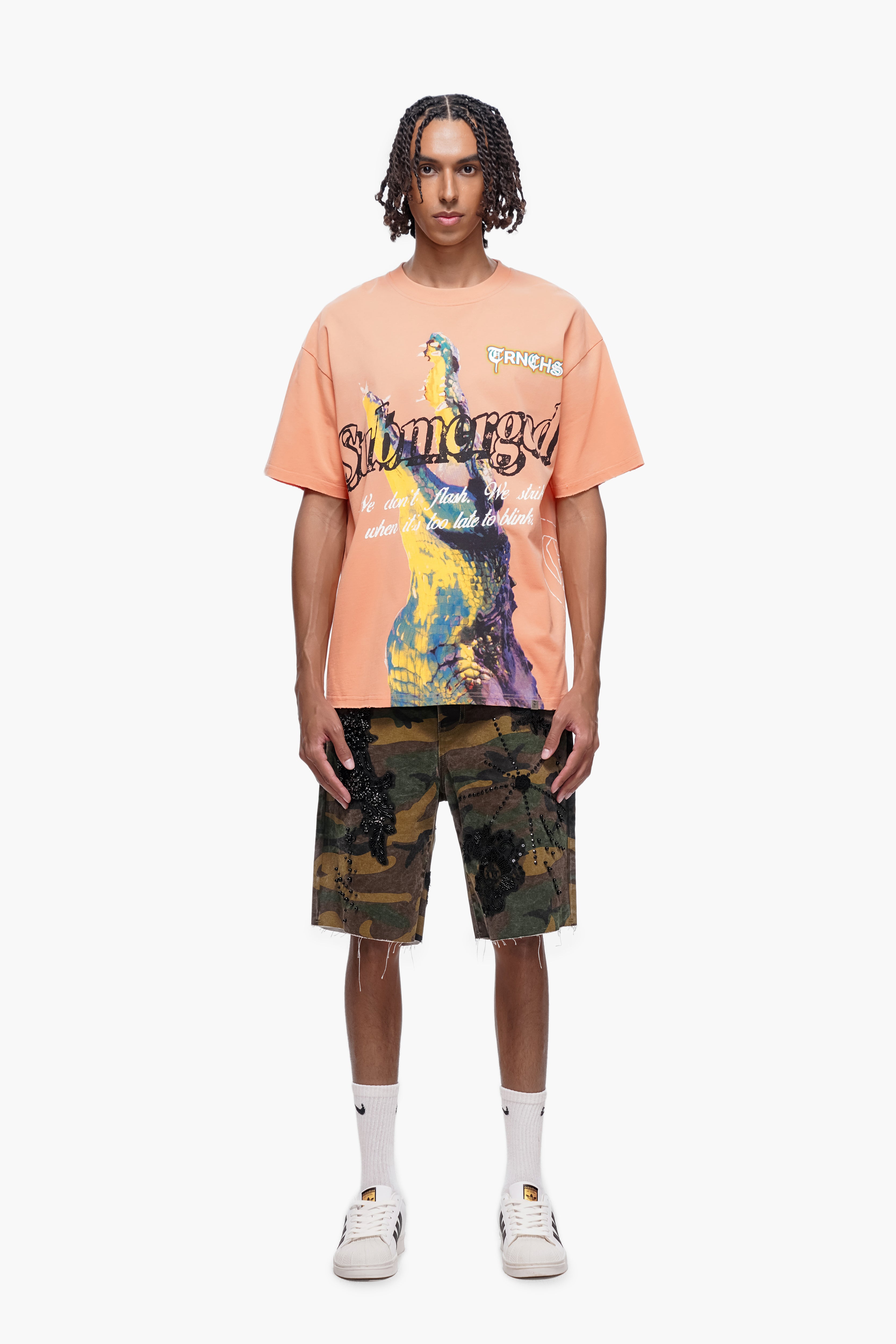 STITCHED - Camo Denim Shorts