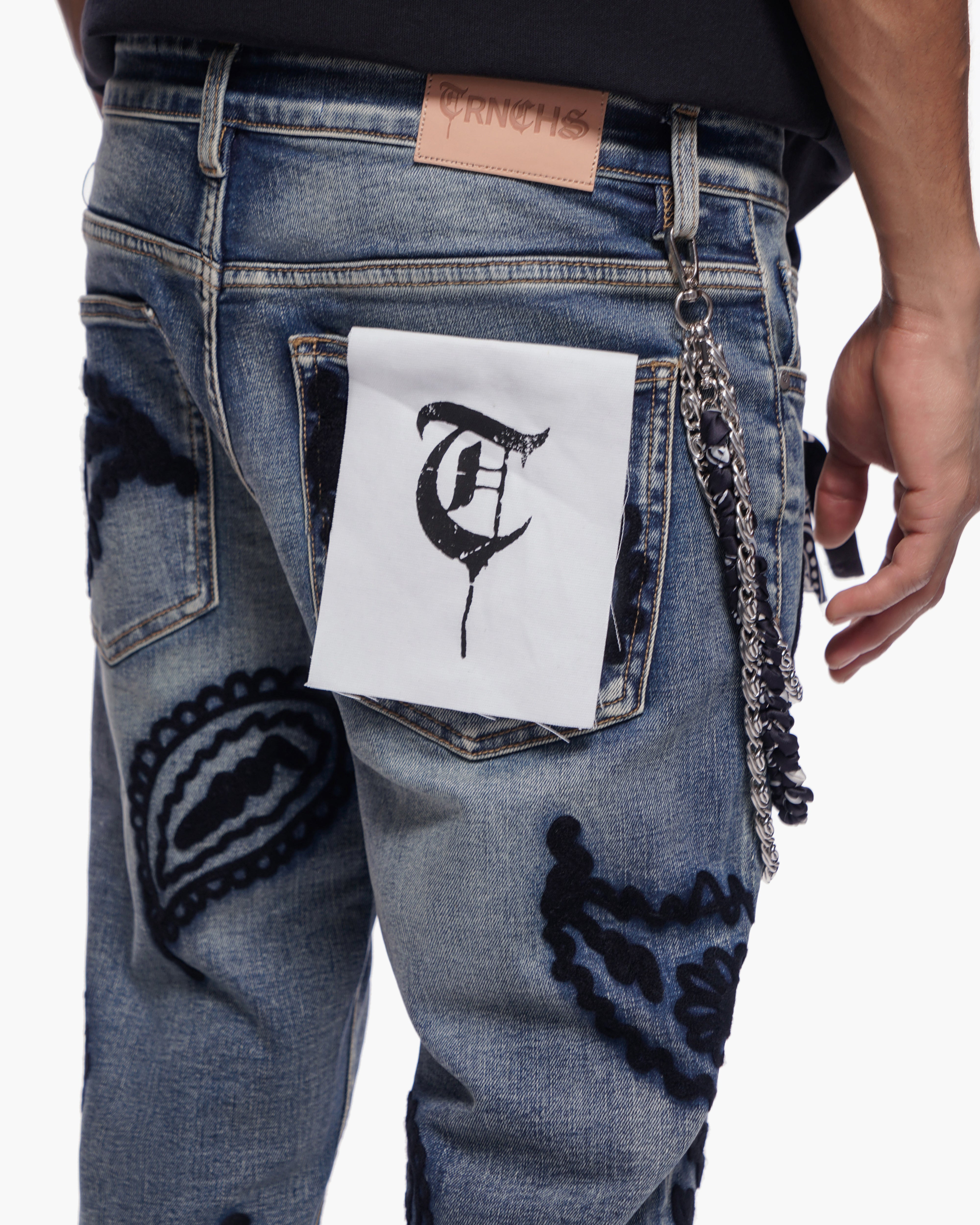 PAISLEY PANTS  Dark Blue Wash Stacked Denim