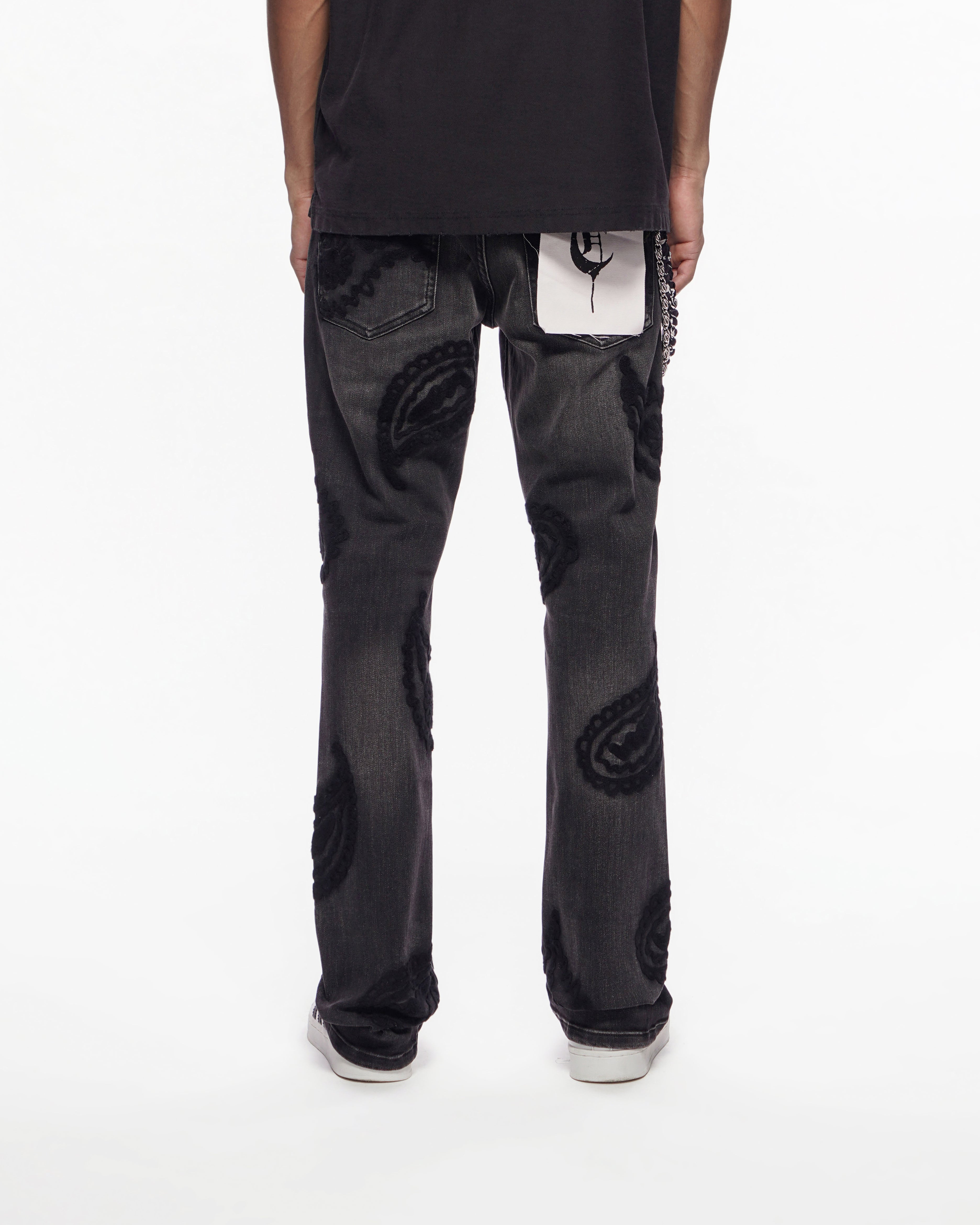 PAISLEY PANTS  Black Wash Stacked Denim