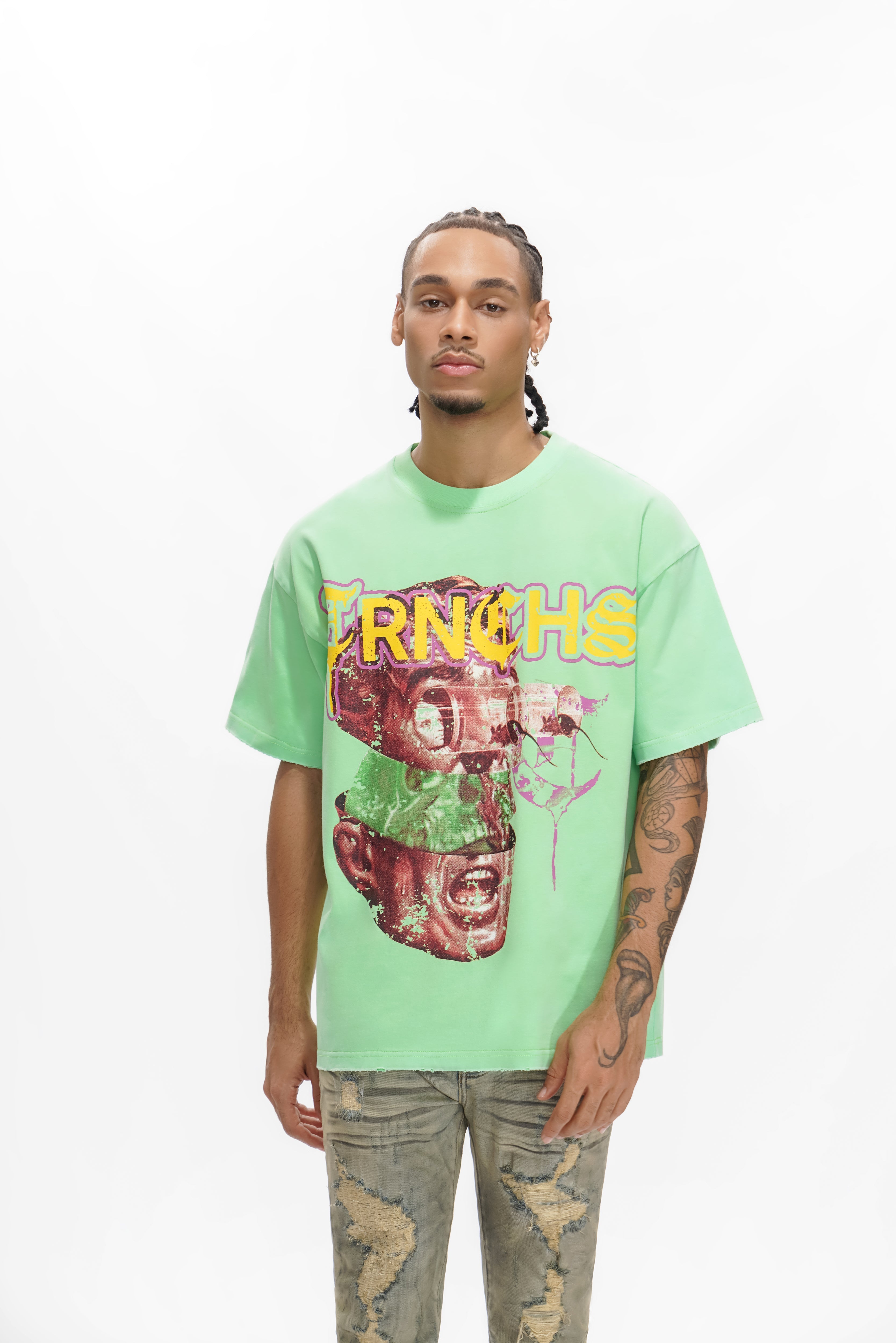 T-SHIRT VERT MENTAL WARFARE