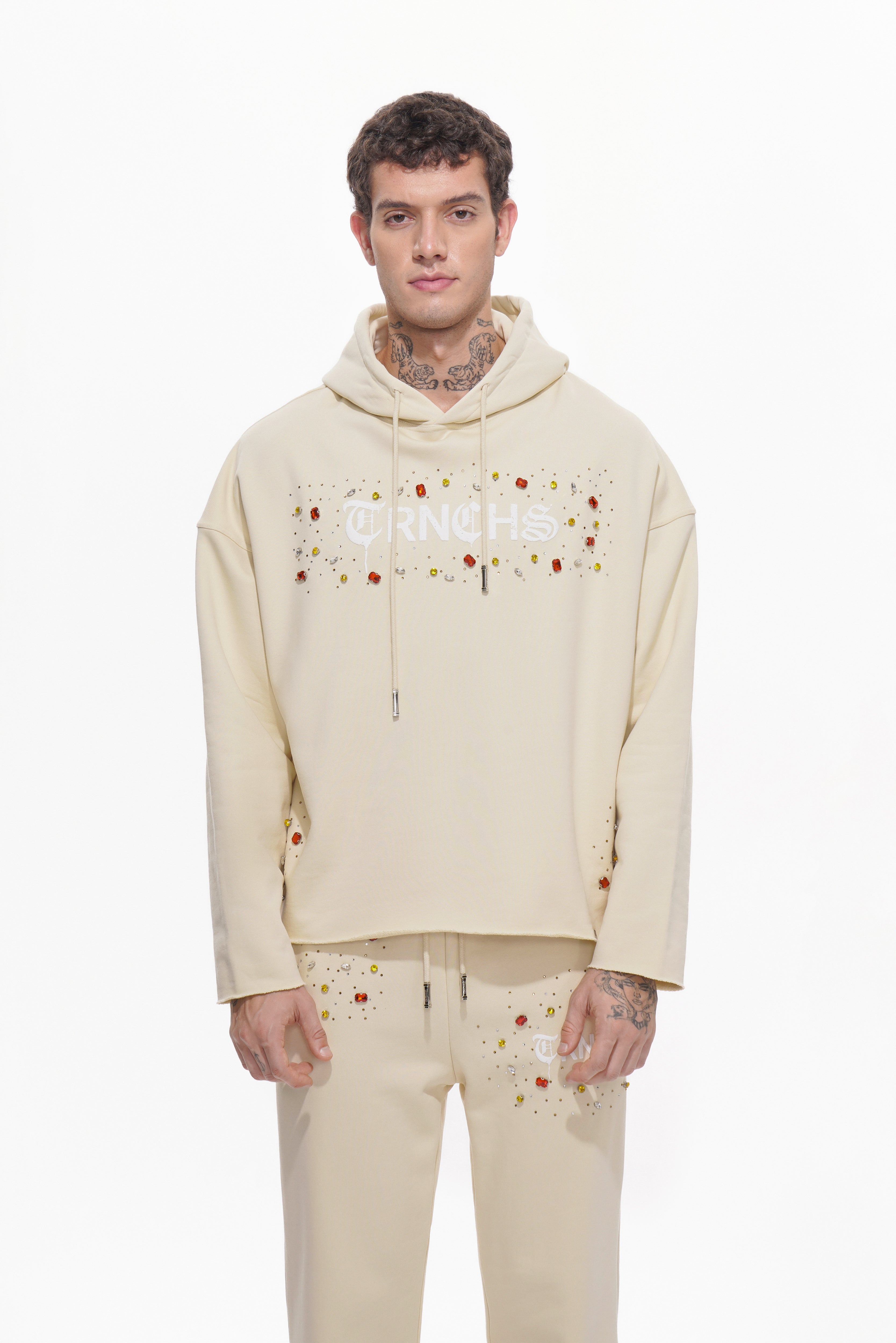BLOOD DIAMOND Cremefarbener Kapuzenpullover