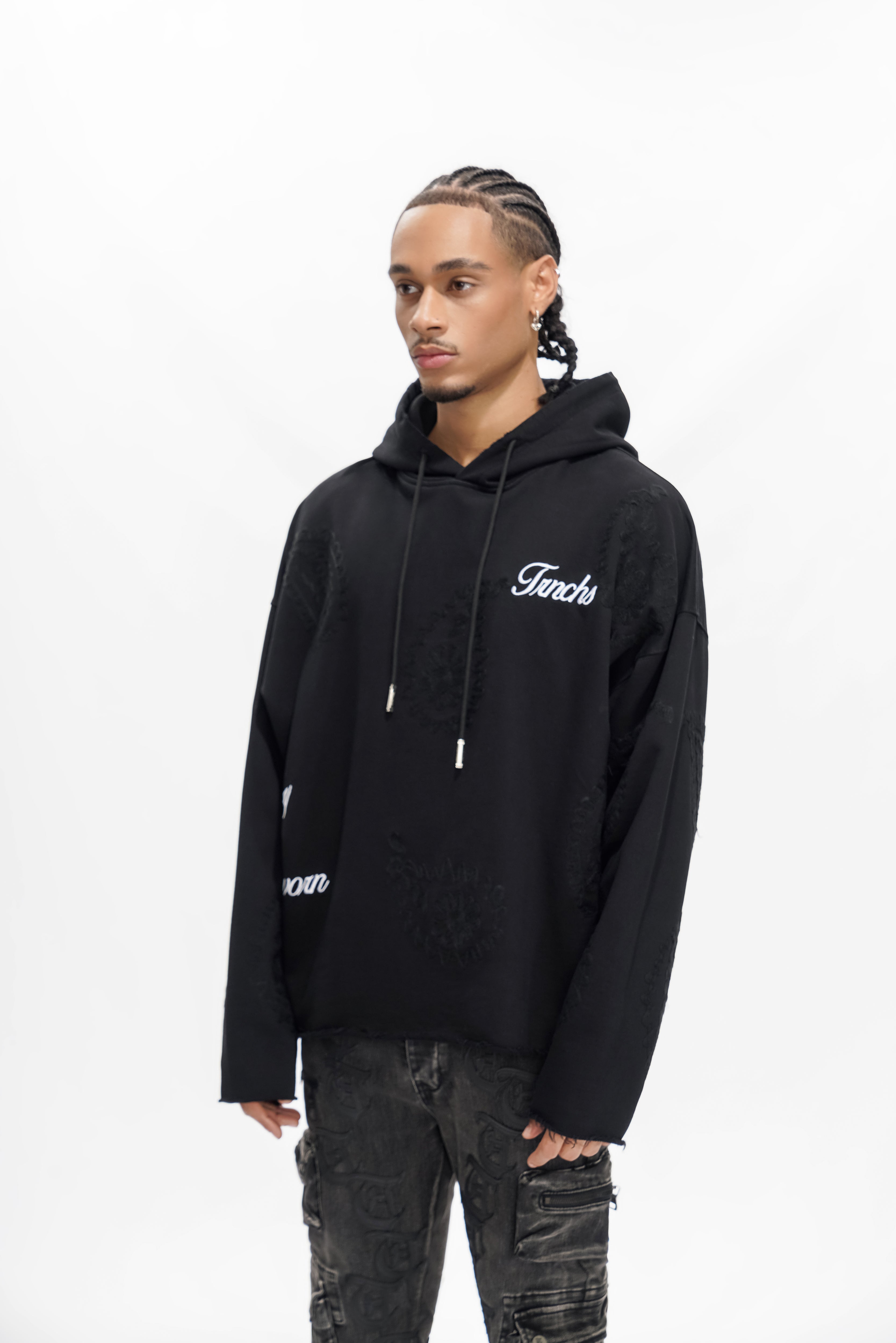 "PAISLEY COMMAND" Schwarzer Hoodie