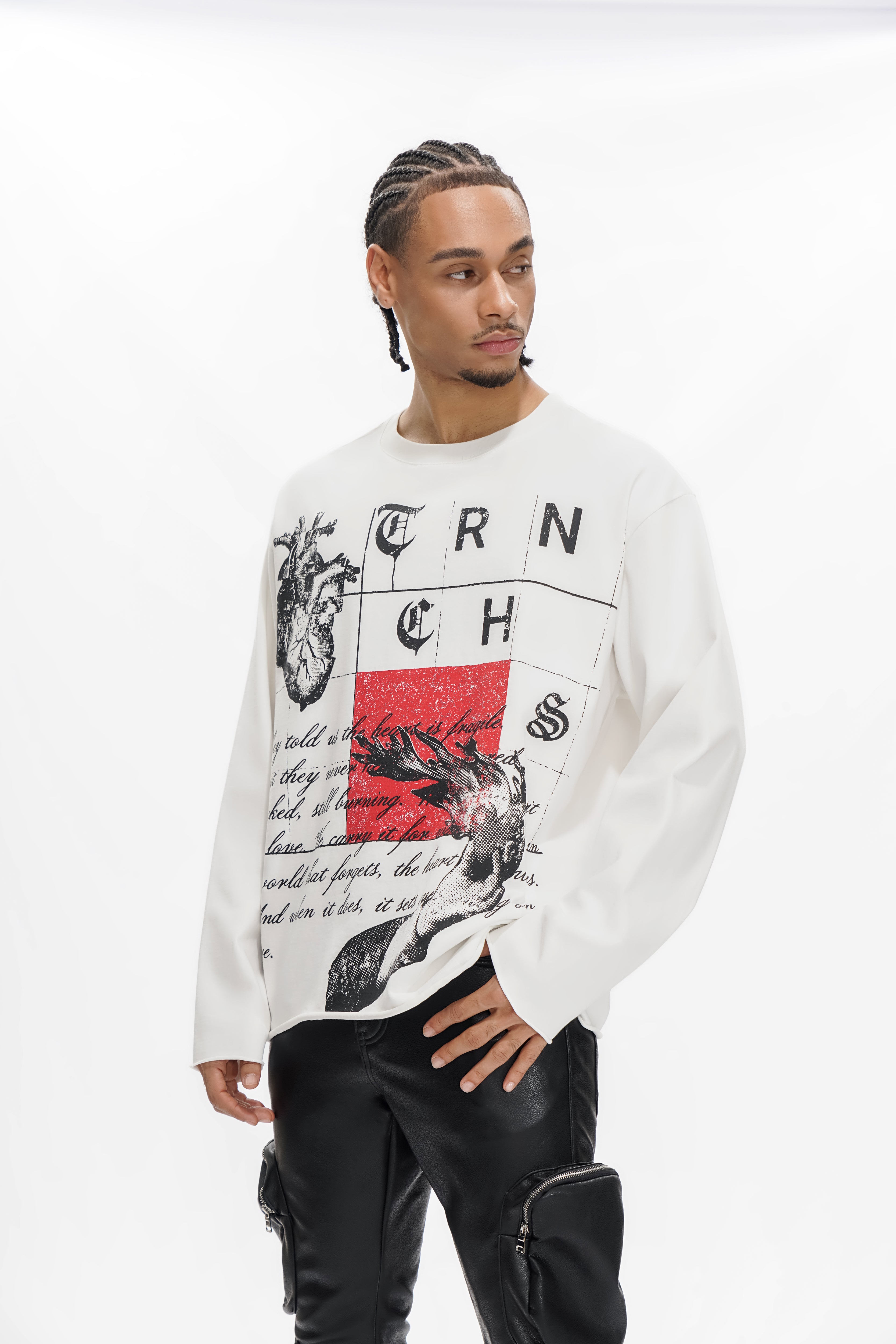 "BURNING HEART" White Long Sleeve