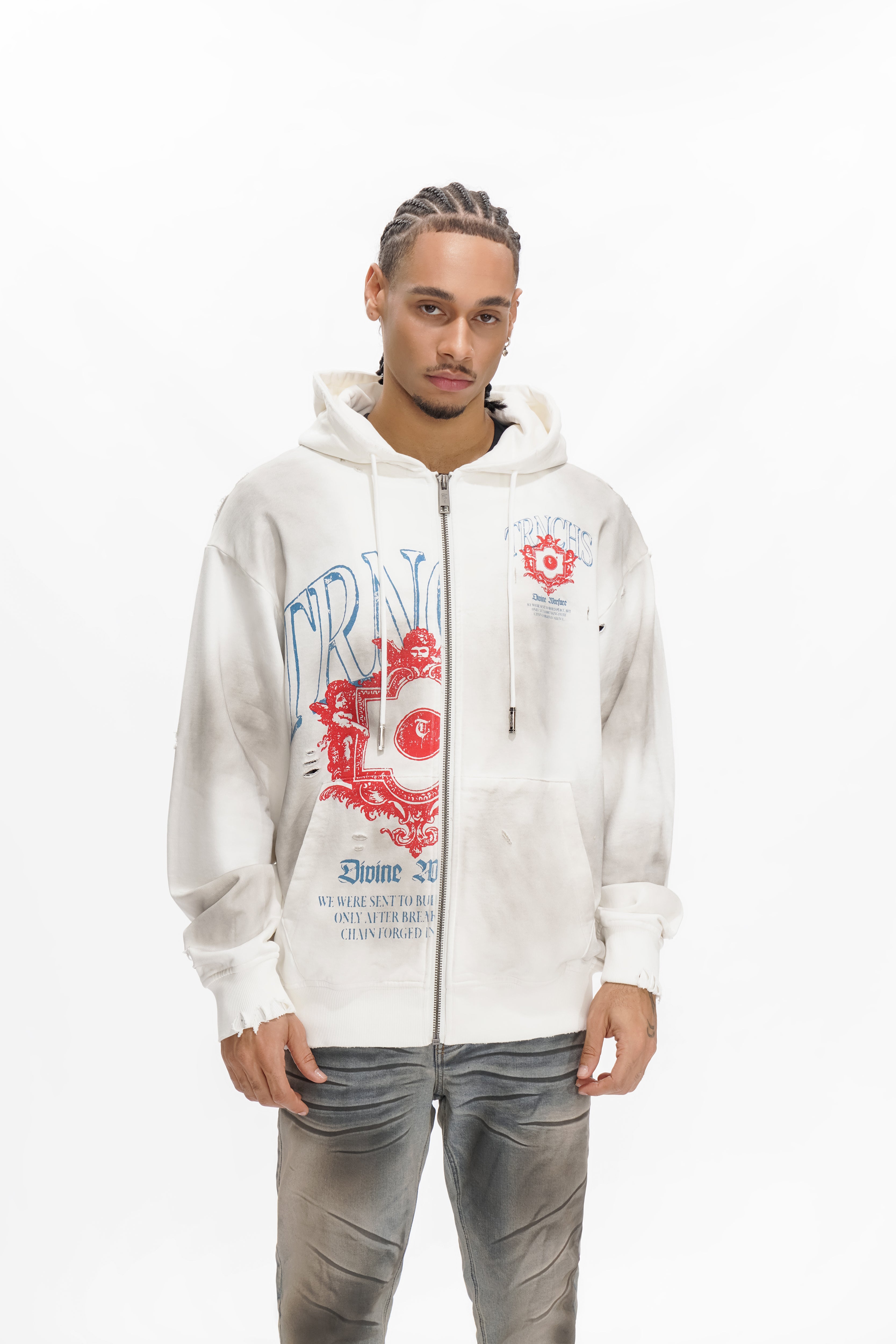 DIVINE WAR Weißer Hoodie