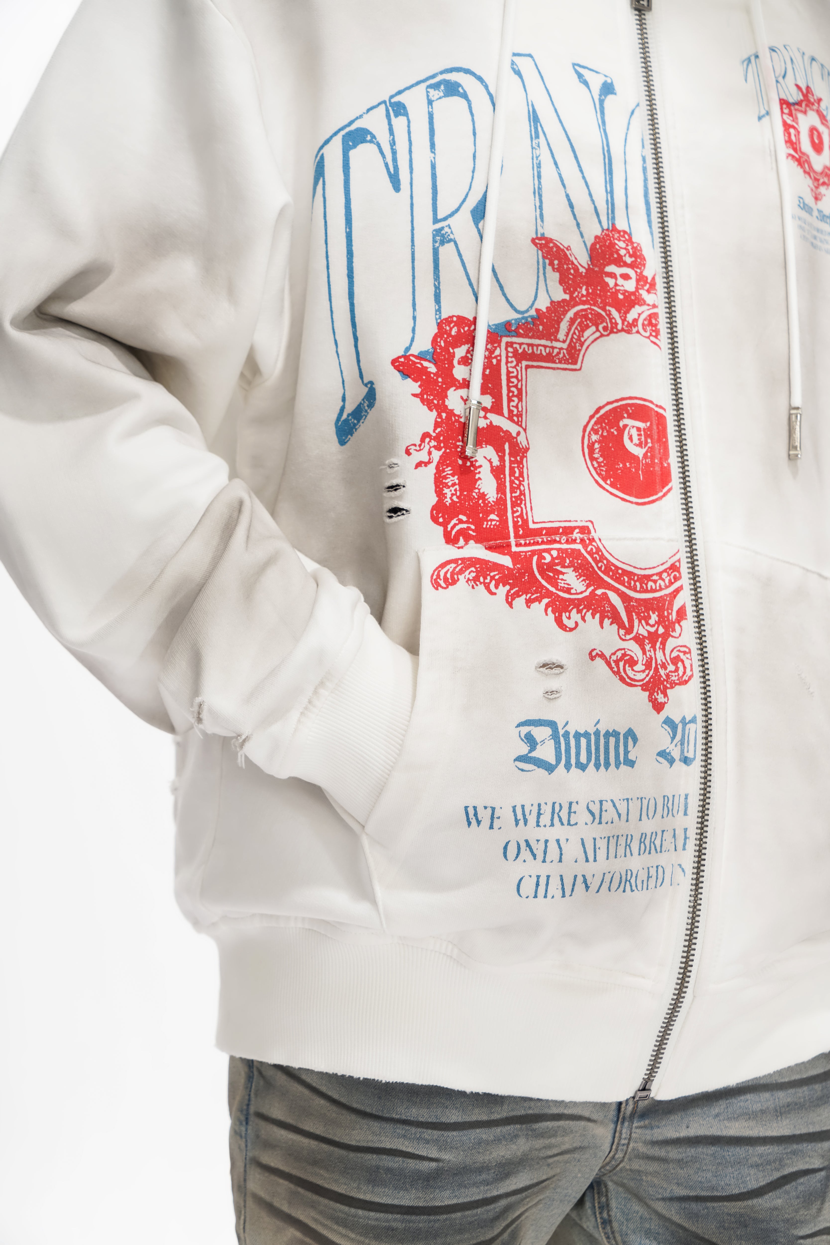 DIVINE WAR Weißer Hoodie