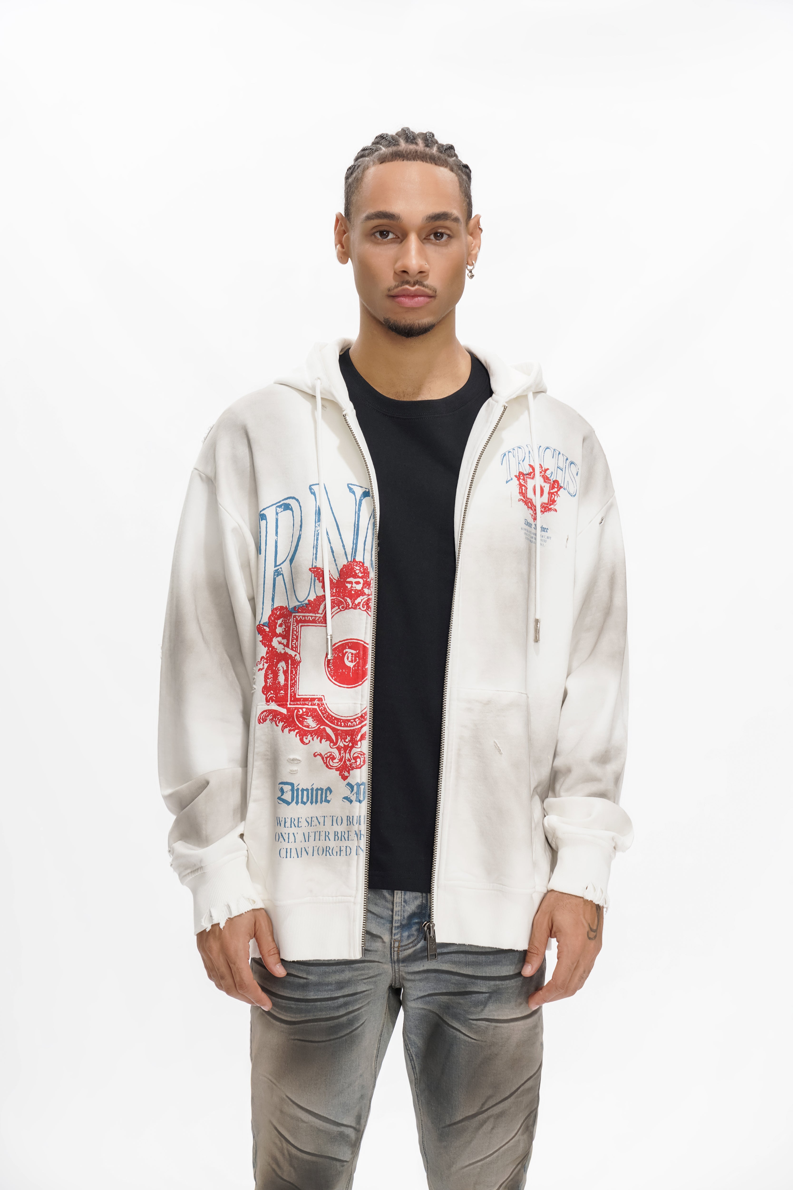 DIVINE WAR Weißer Hoodie