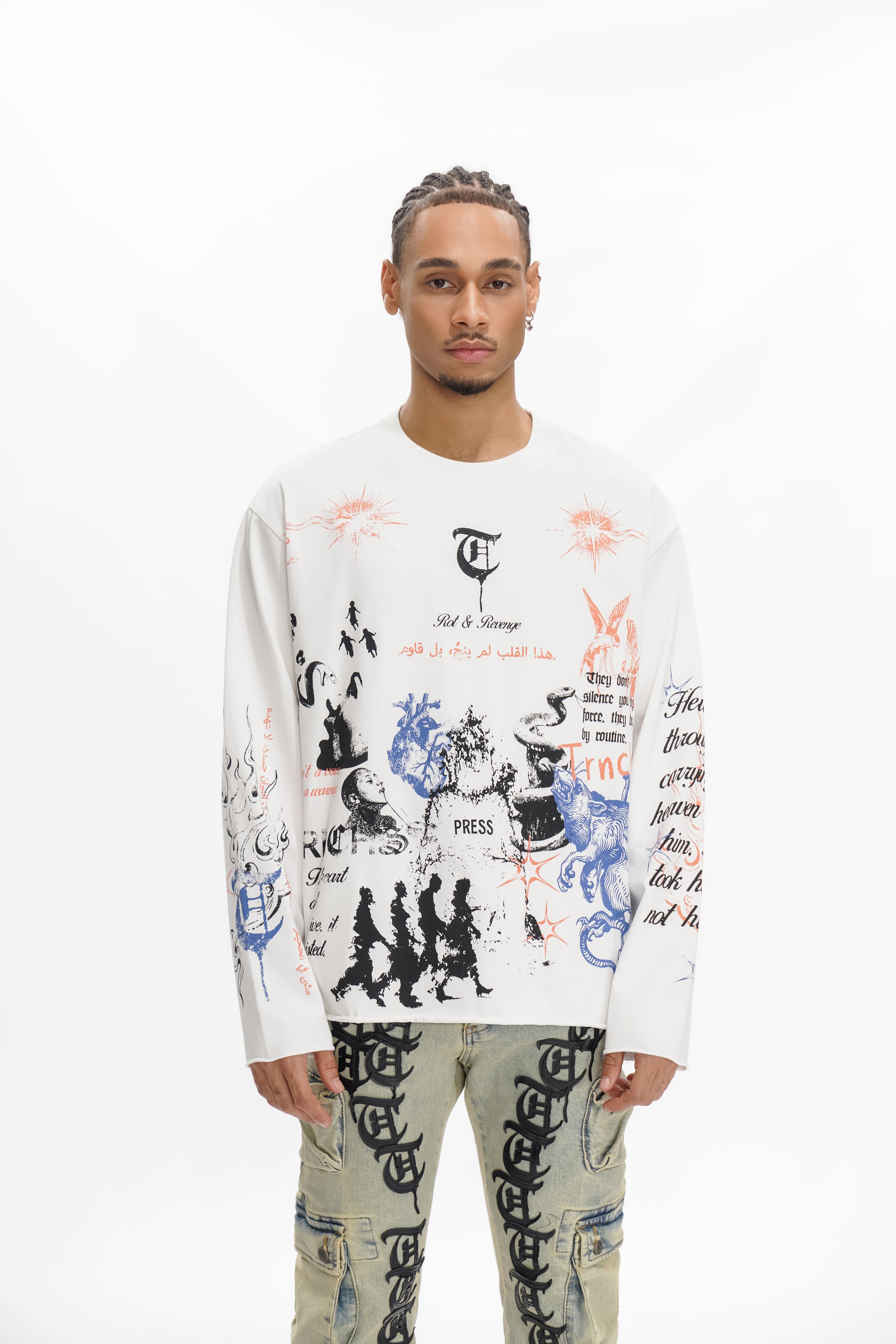 "FIELD NOTES" White Long Sleeve