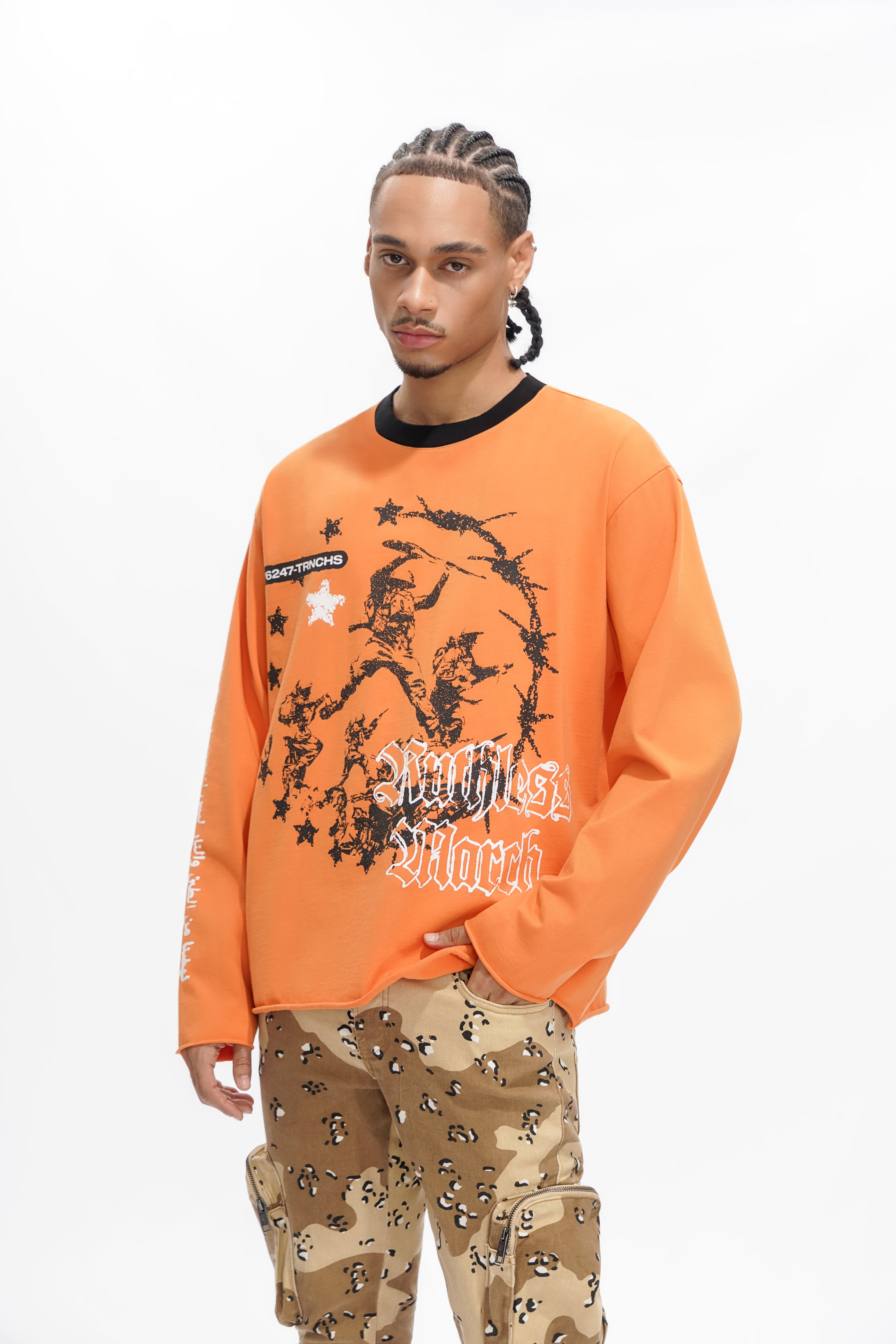 T-shirt à manches longues orange impitoyable