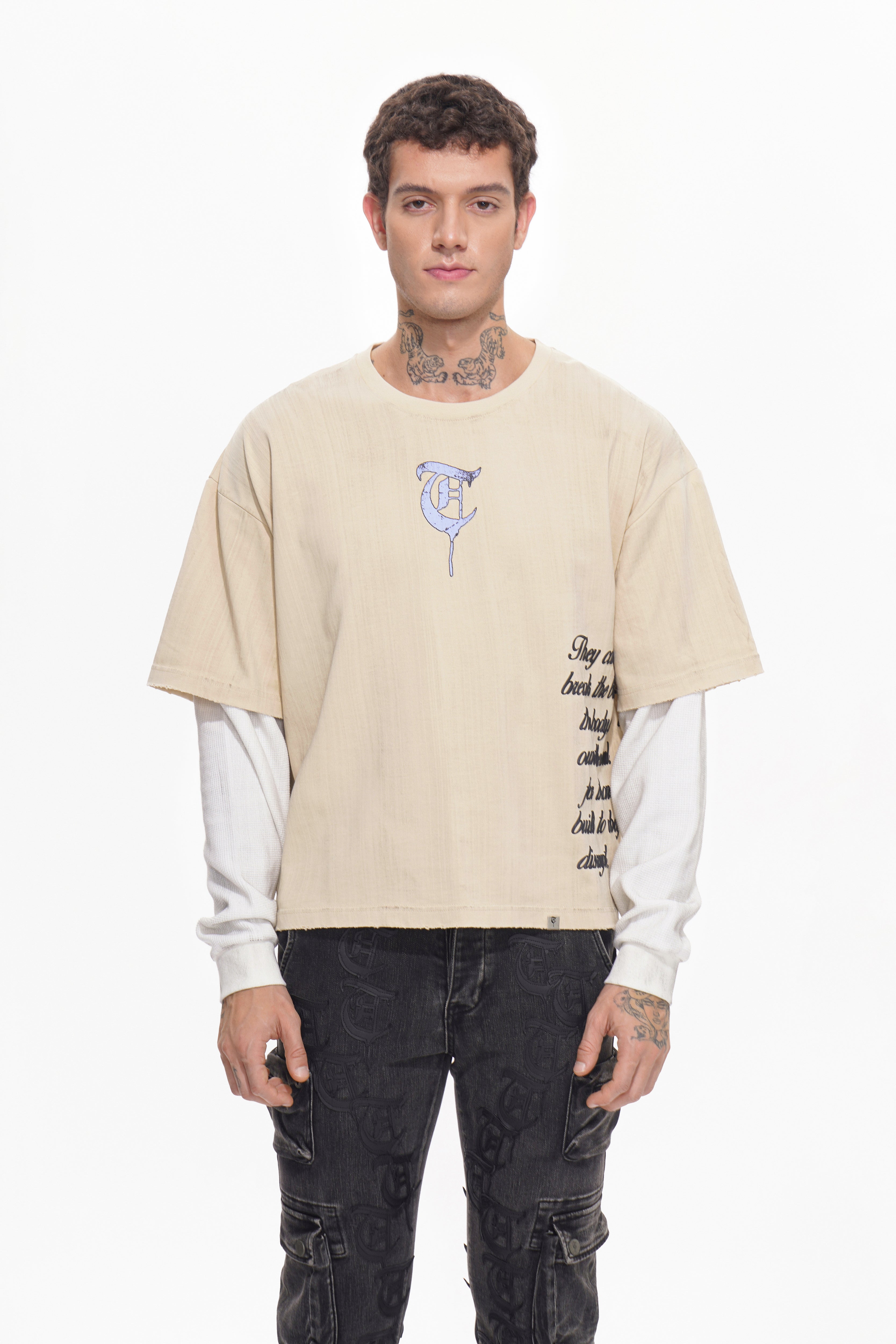 BORN TO DISRUPT White/Khaki Long Sleeve