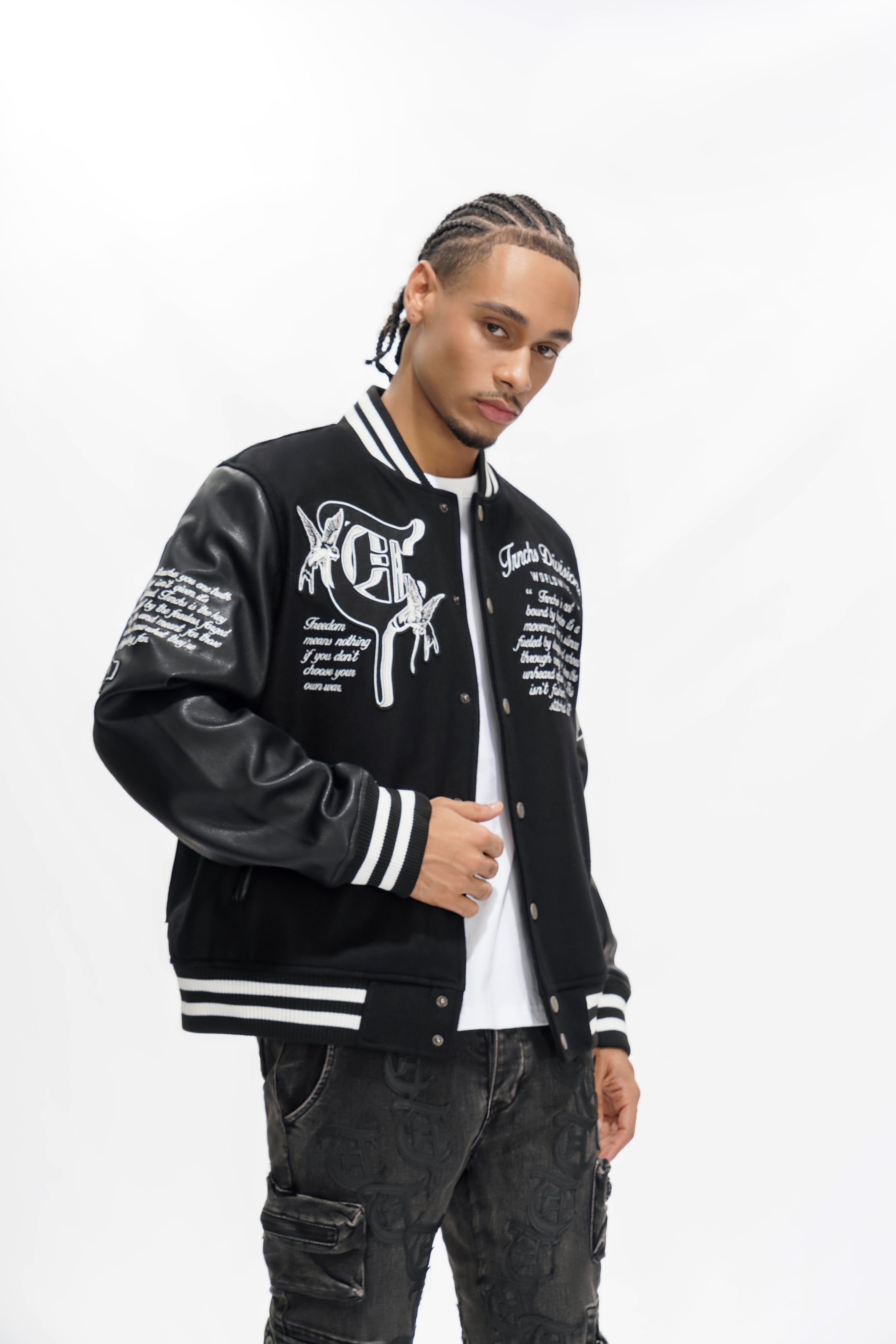 LEAD THE PACK Black Varsity Jacket