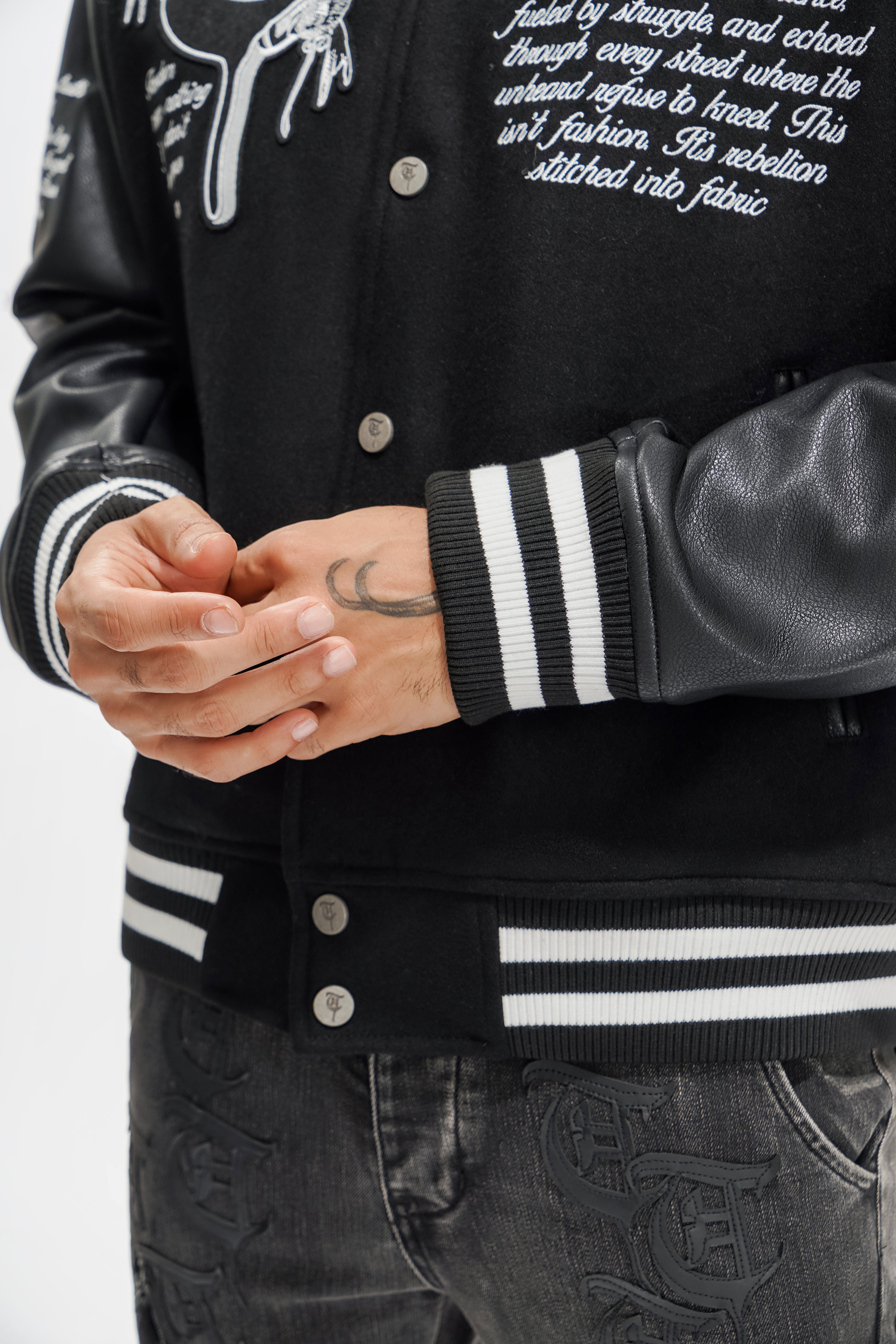 LEAD THE PACK Black Varsity Jacket