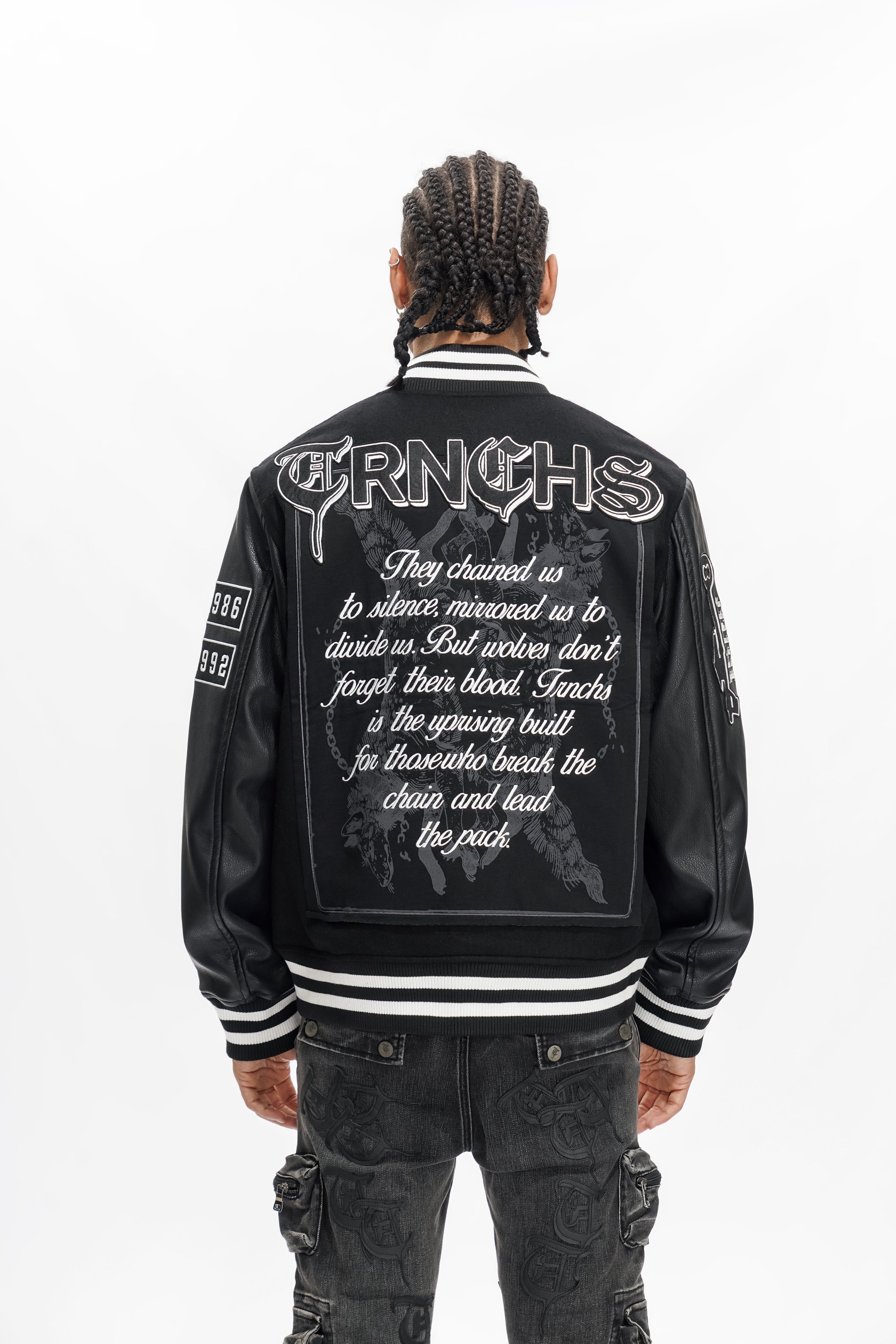 LEAD THE PACK Black Varsity Jacket