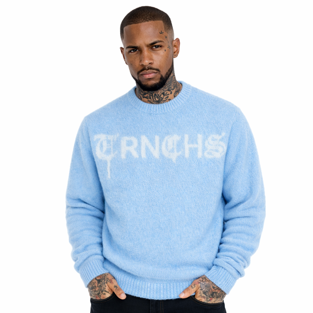 "MOHAIR SWEATER" Baby Blue / White