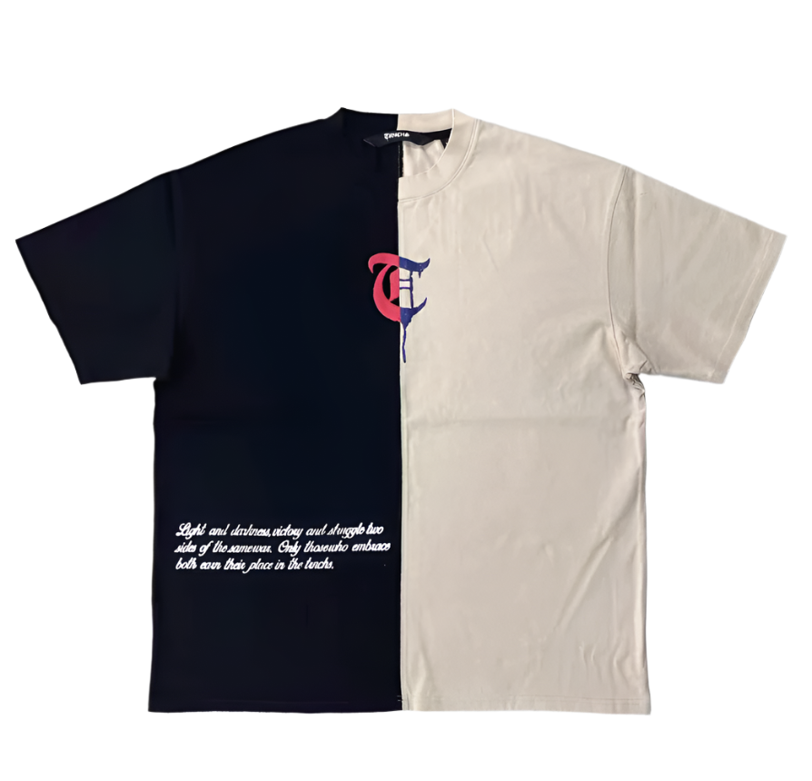 HEAVEN & HAVOC Black/Cream Panel Tee