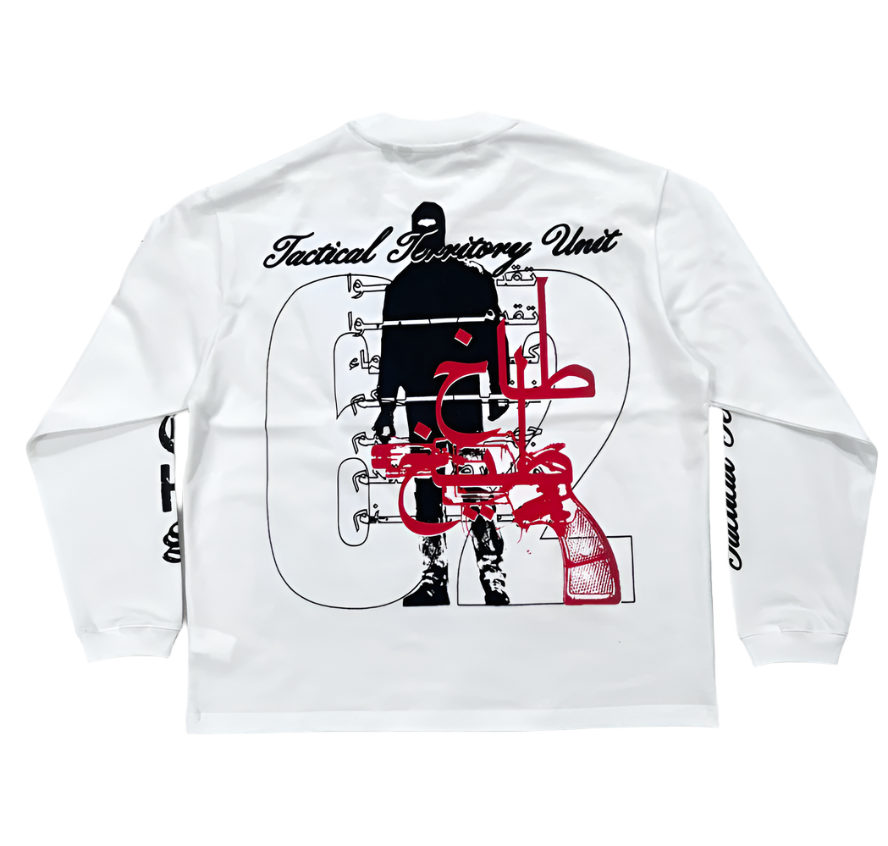"KHANDAQ" White Mockneck