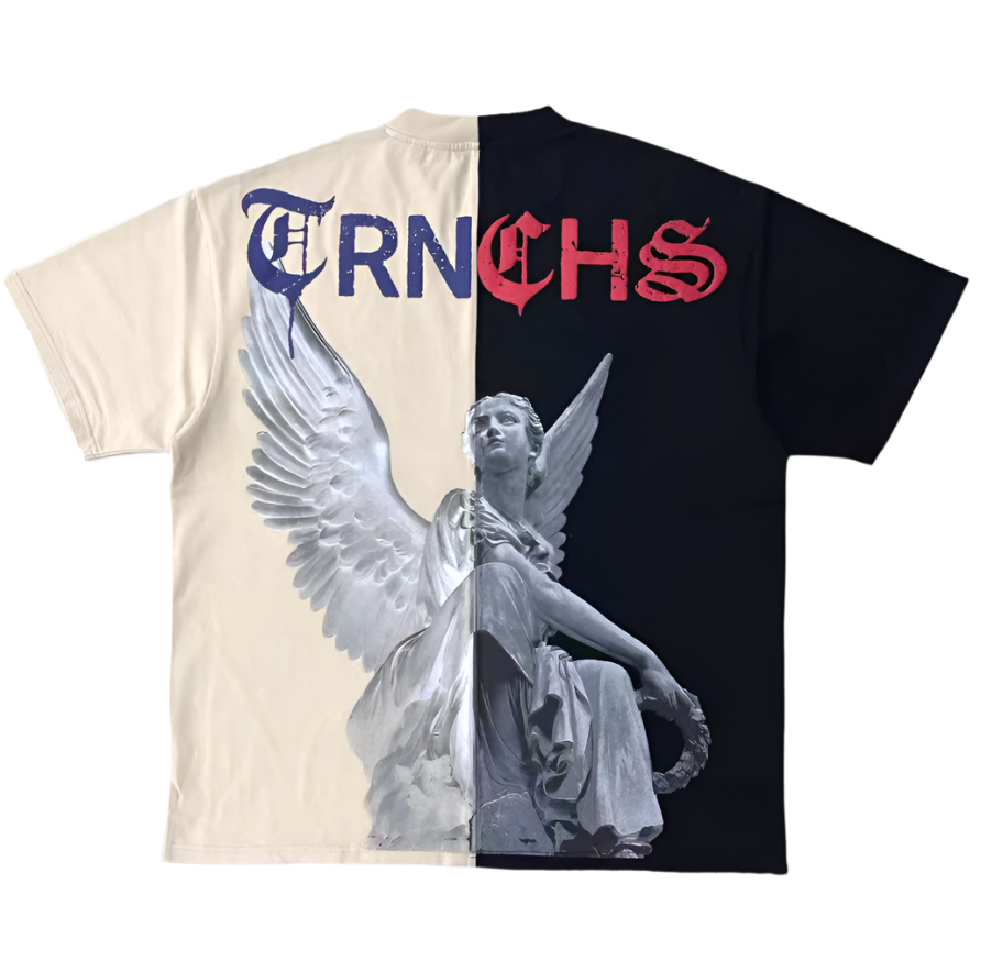 HEAVEN & HAVOC Black/Cream Panel Tee