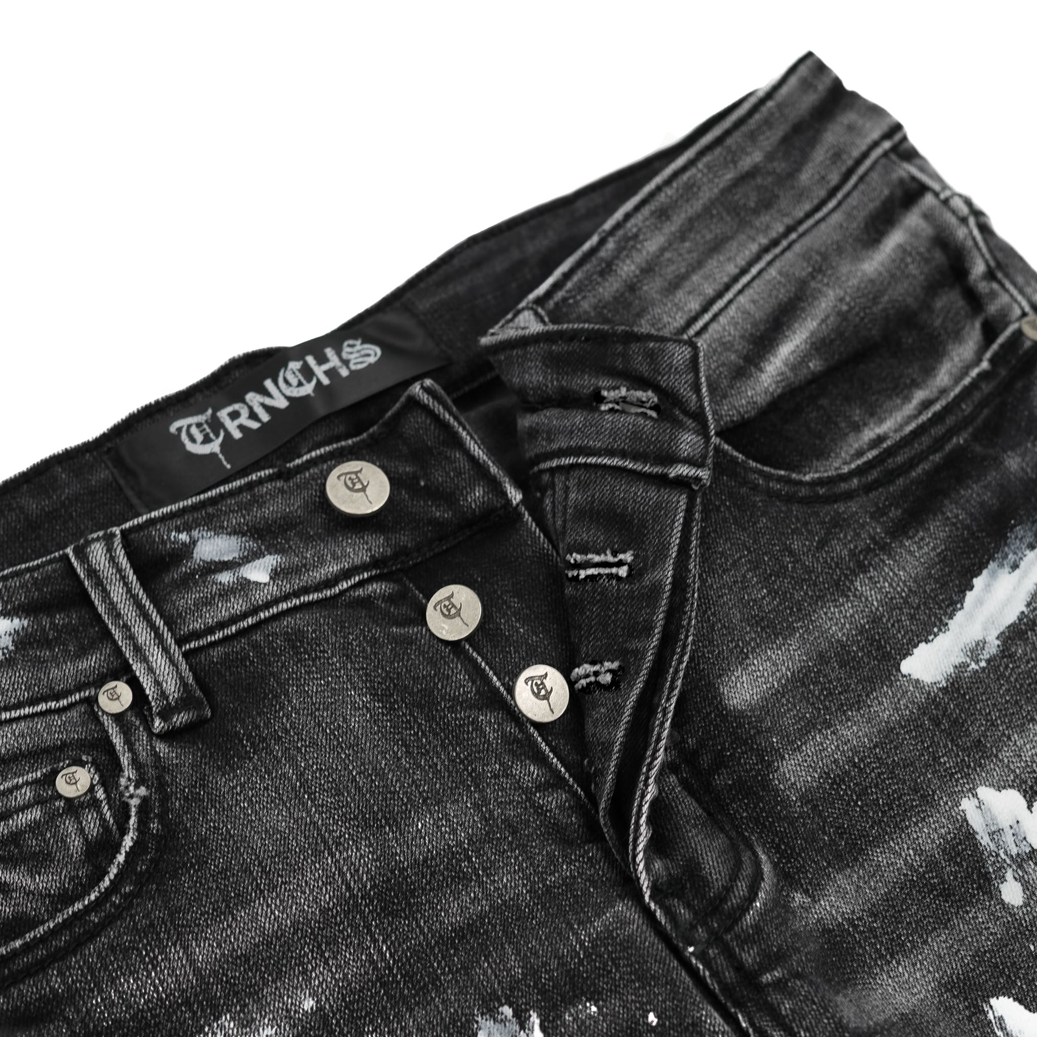 "DHAMAR" Black Wash Paint Skinny Denim