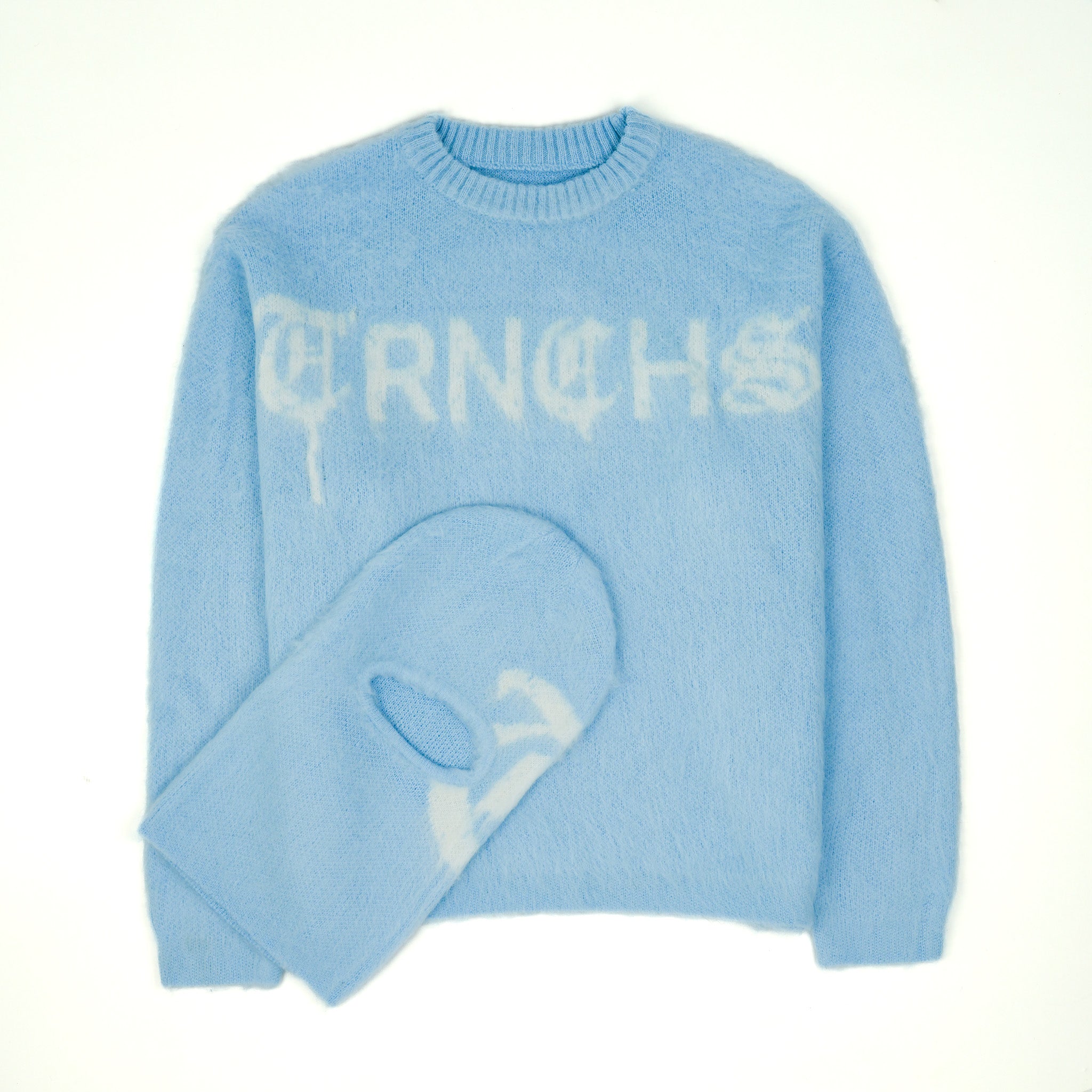 MOHAIR SWEATER Baby Blue / White