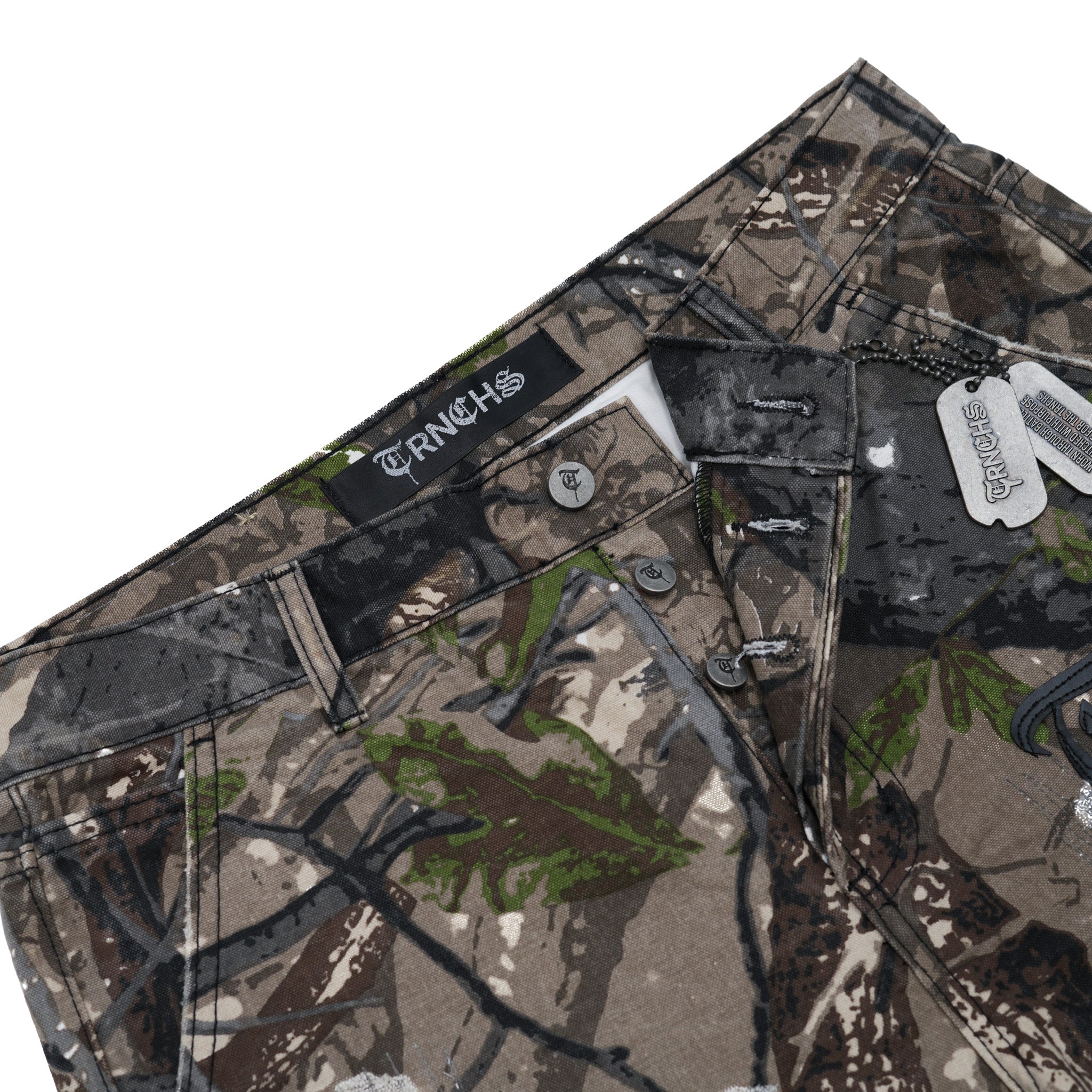 "TRNCHS TERRAIN" Green Camo Denim